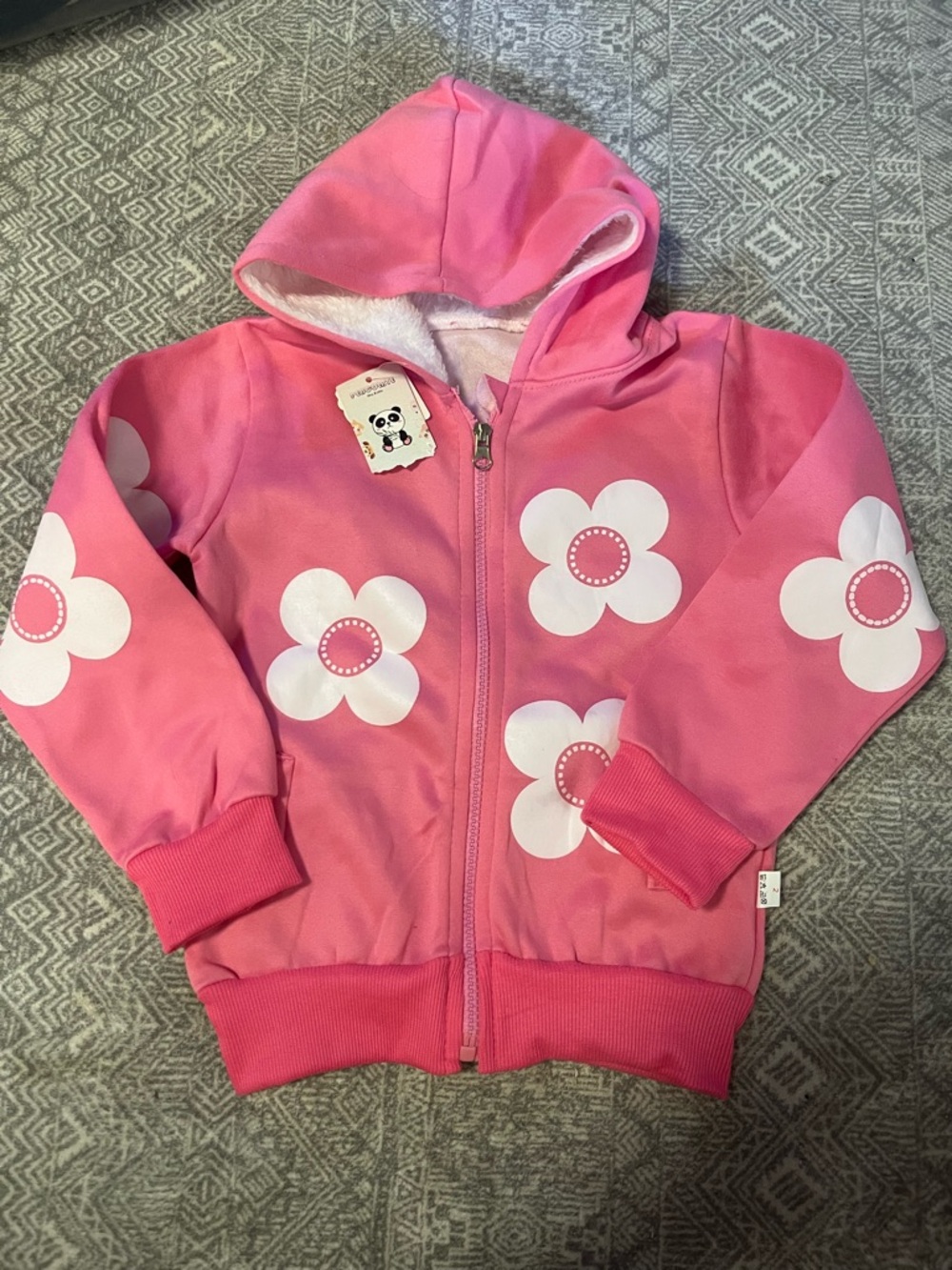 Girls Pink Floral Hoodie Jacket